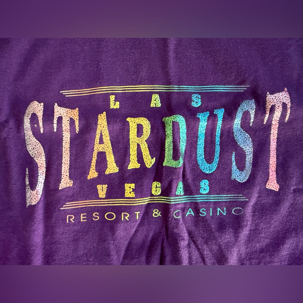 Vintage Shirt Short Sleeve Las‎ Vegas Stardust Resort Hanes Beefy-T Large Purple - Picture 3 of 10